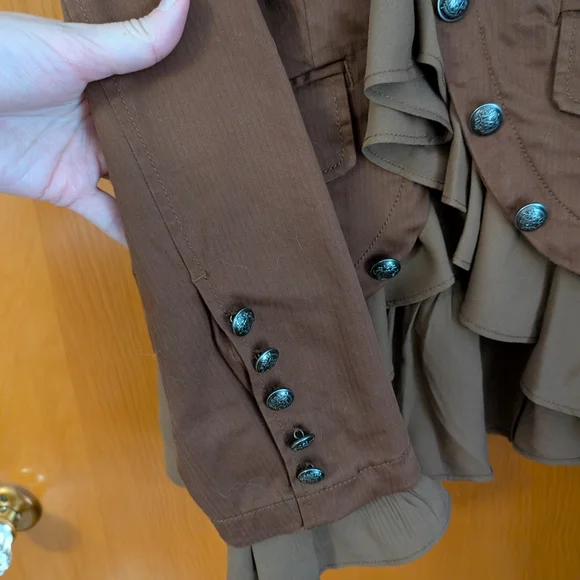 Free People Brown Blazer with Ruffle Detail - Picture 4 of 5